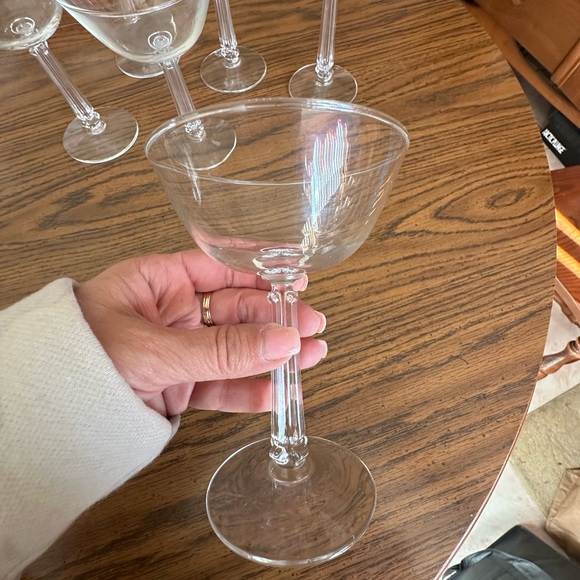 Vintage square stemmed champagne, glasses set of six - Picture 2 of 7